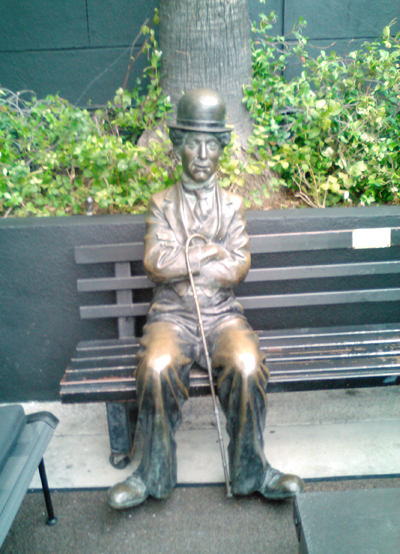 Charlie Chaplin in the parking lot
